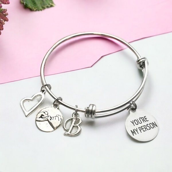 You're My Person Bracelet  - Personalized Charm Bracelet for Best Friend - You're My Person - Pinky Swear - Gift for Friend