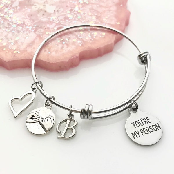 You're My Person Bracelet  - Personalized Charm Bracelet for Best Friend - You're My Person - Pinky Swear - Gift for Friend