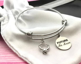 Future Mrs Charm Bracelet, Personalized Bridal Shower Gift for Bride to Be, Engagement, Jewelry