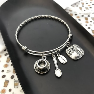 Coffee Lover Charm Bracelet for Women - Barista Gifts - Coffee Jewelry