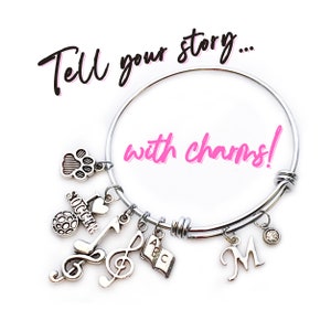 Build A Bangle Charm Bracelet - Custom Bracelet - Personalized Jewelry - Create Your Own by Picking the Charms