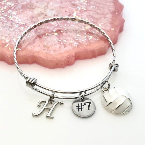 Volleyball Cord Bracelet, Volleyball Charm Bracelet