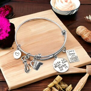 Cooking Charm Bracelet - Baking - Personalized Cooking Gifts - Graduation Gift - Culinary Gift - Baker Jewelry - Custom Engraving