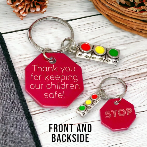 Crossing Guard Keychain – Stop Sign & Traffic Light Charm, Appreciation Gift