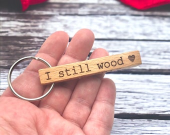 Engraved Wood Keychain – Personalized Beech or Walnut Keyring