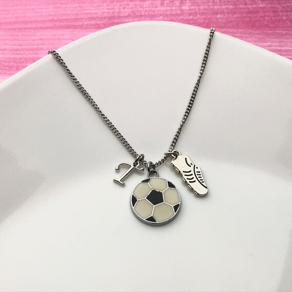 Soccer Necklace Soccer Gifts Initial Necklace Charm Necklace