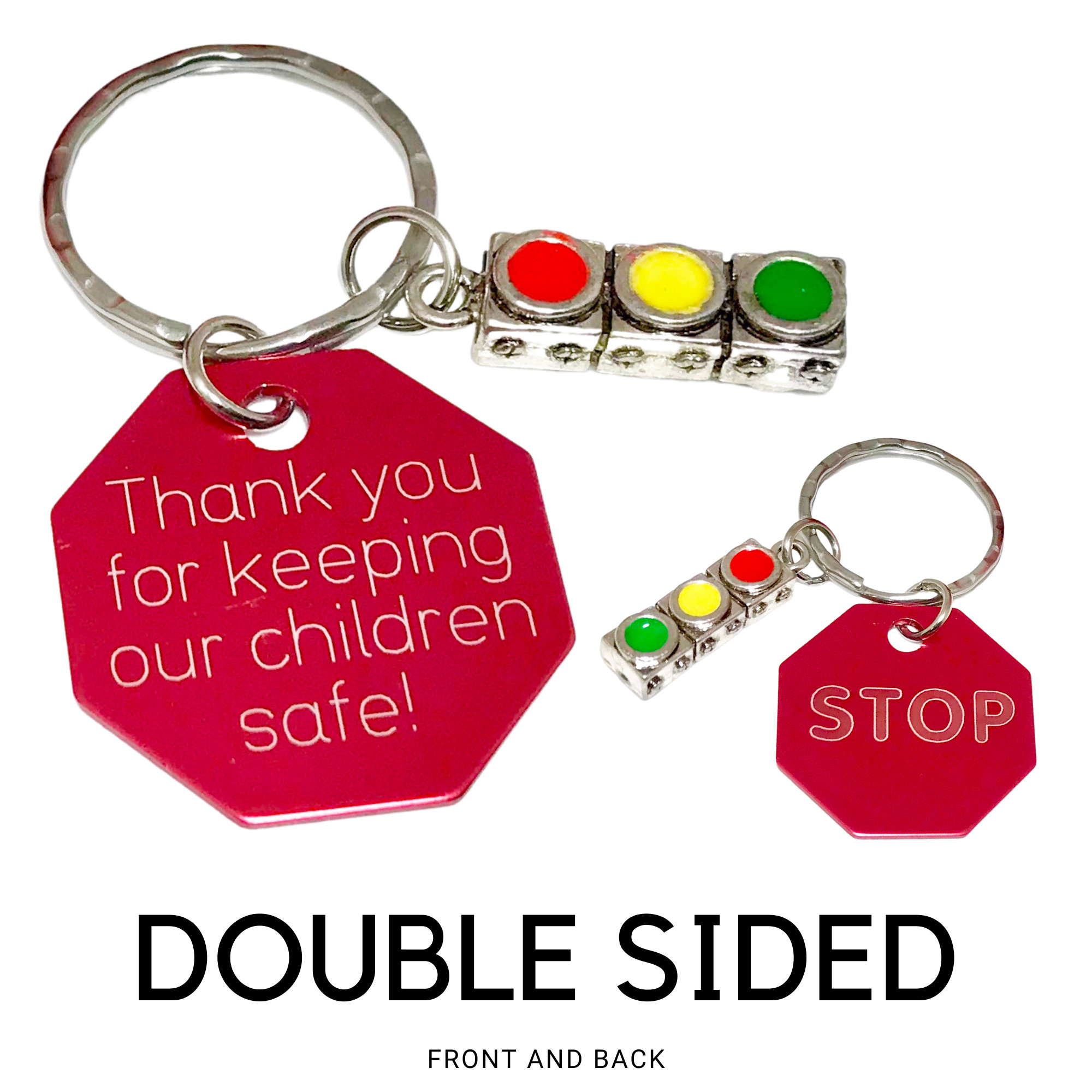 Road Sign Keychain Crossing Guard Keychain – Stop Sign & Traffic Light Charm, Appreciation ...