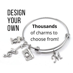 Custom Charm Bracelet Personalized Expandable Bangle Customize your own Affordable Jewelry Gift for Her image 1