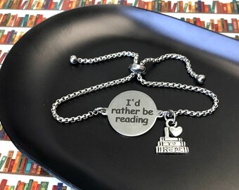 I'd Rather Be Reading Stainless Steel Bracelet, Book Lover Gift