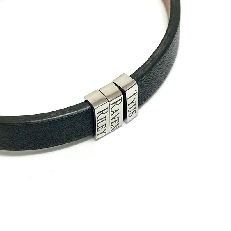 Mens Charm Bracelet Personalized With Names Engraved Bead Etsy