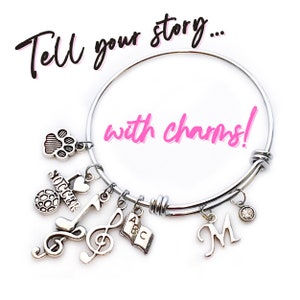 Build A Bangle Charm Bracelet Custom Bracelet Personalized Jewelry Create Your Own by Picking the Charms image 1