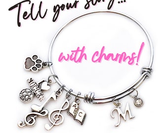Build A Bangle Charm Bracelet - Custom Bracelet - Personalized Jewelry - Create Your Own by Picking the Charms
