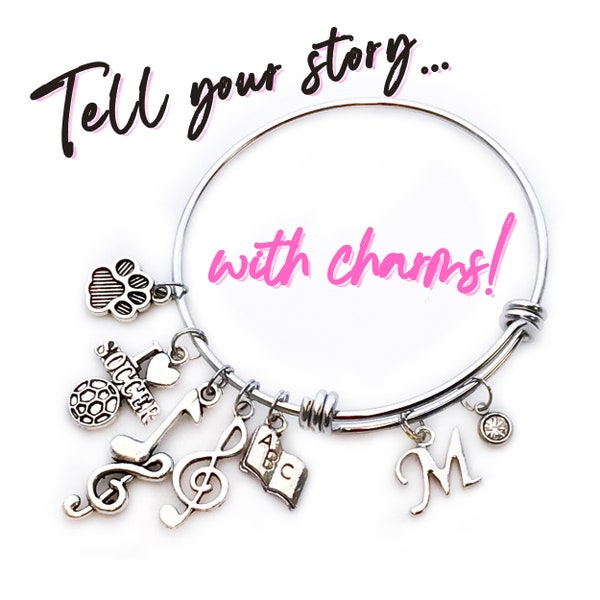 Build A Bangle Charm Bracelet - Custom Bracelet - Personalized Jewelry - Create Your Own by Picking the Charms