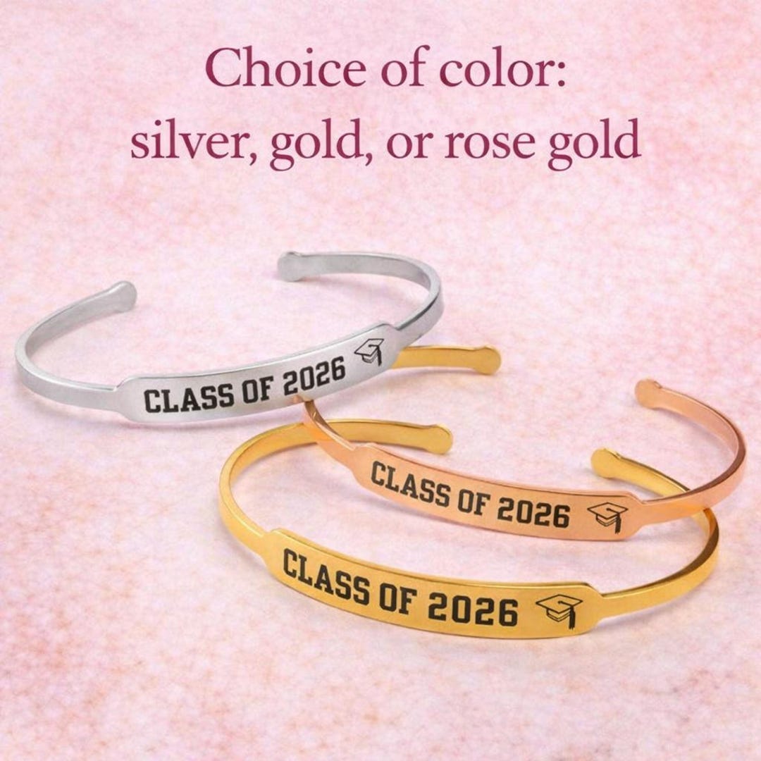 Class of 2026 Graduation Cuff Bracelet – Senior Year Keepsake (silver ...