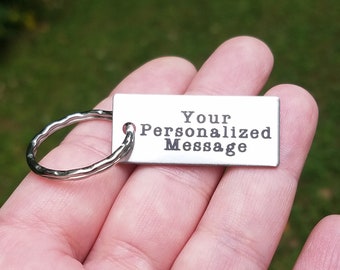 Custom Keychain Engraved Stainless Steel -  Personalized Gift for Him or Her