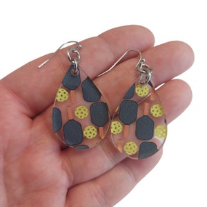Pickleball Dangle Earrings, Sportswear Accessory, Cute and Fun Teammate Gift for Pickleball Lovers