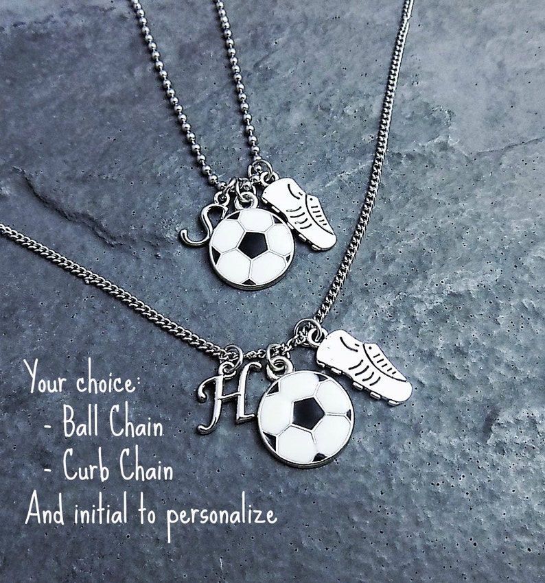 Soccer Necklace Soccer Gifts Initial Necklace Charm Etsy
