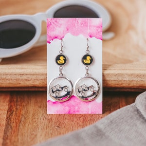Earrings with Yellow Rubber Duck -  Dangle Earrings -  Off Road Vehicle Jewelry - 4x4 Off Roading
