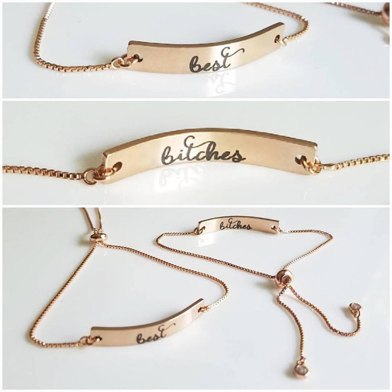 Custom Engraved Name Bracelet Rose Gold Jewelry Adjustable Etsy