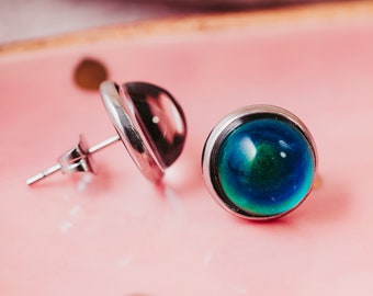 Mood Stud Earrings - Color Changing Thermal Mood Jewelry - Options for Matching Necklace or Bracelet