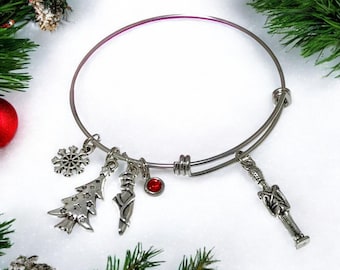 Nutcracker Charm Bracelet - Christmas Jewelry - Ballet - Christmas Tree - Ballerina Gift for Her