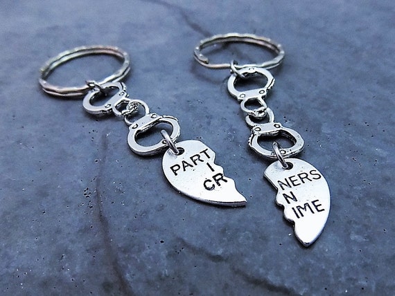 Partners in Crime Keychain Set of 2 Best Friend Gift Gift for Her Bestie Key  Chain Charms Key Chain Handcuff Keychain 