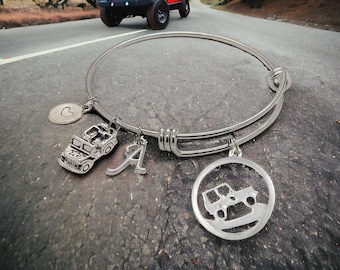 Personalized Offroading Charm Bracelet, 4X4 Jewelry, Off Roading, Personalized, Custom Expandable Bangle
