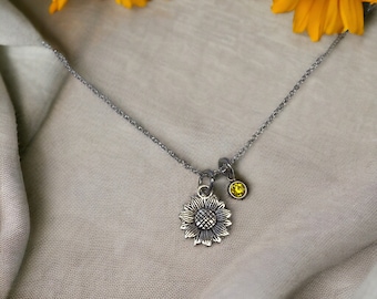 Sunflower Charm Necklace: Uplifting Gift for Sunflower Lovers - Stand Tall - Encouragement