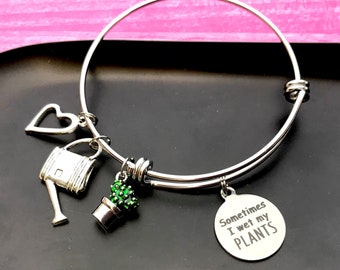 Funny Gardening Bracelet – "Sometimes I Wet my Plants" Charm Bangle