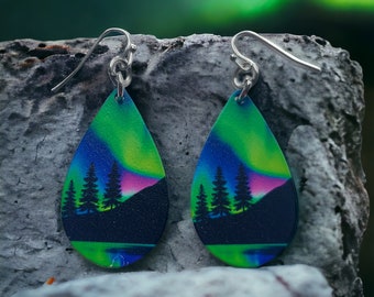 Aurora Borealis Dangle Earrings - Solar Weather Jewelry - Northern Lights