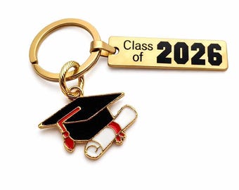 Engraved Graduation Keychain – Class of 2025/2026, Diploma & Cap