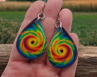 Hurricane Dangle Earrings Colorful Radar Meteorology Jewelry for Weather Lovers or Meteorologists