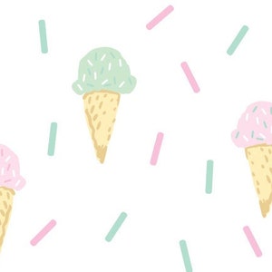 Schälen und Stick Eistüten und Streusel, wiederverwendbare Wandaufkleber, Eistüten Wanddekor, repositionierbar, Mint und Pink