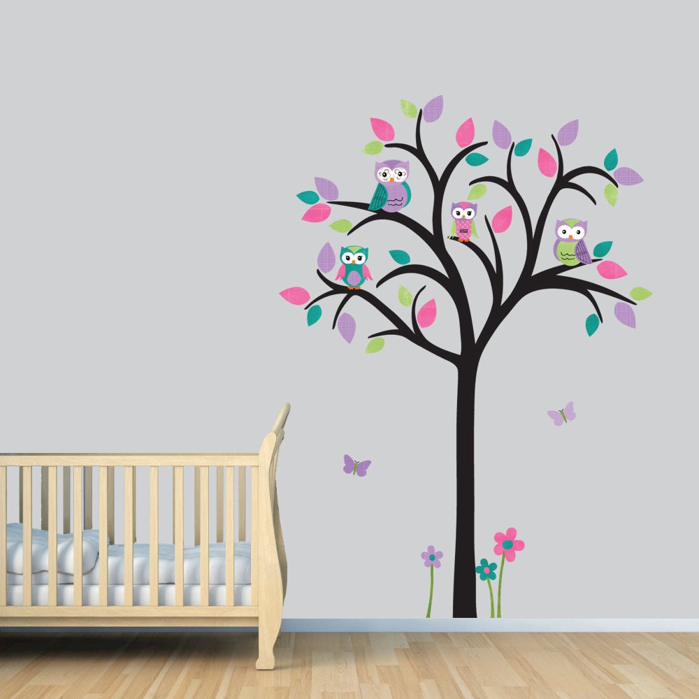 Owl Tree Wall Decal Owl Decor for Nursery Nursery Wall Etsy