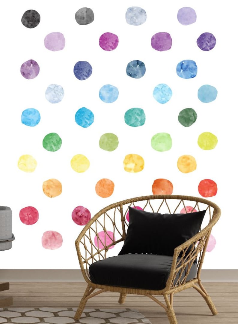 Watercolor Dots Peel and Stick Decal Reusable Wall Decal Etsy