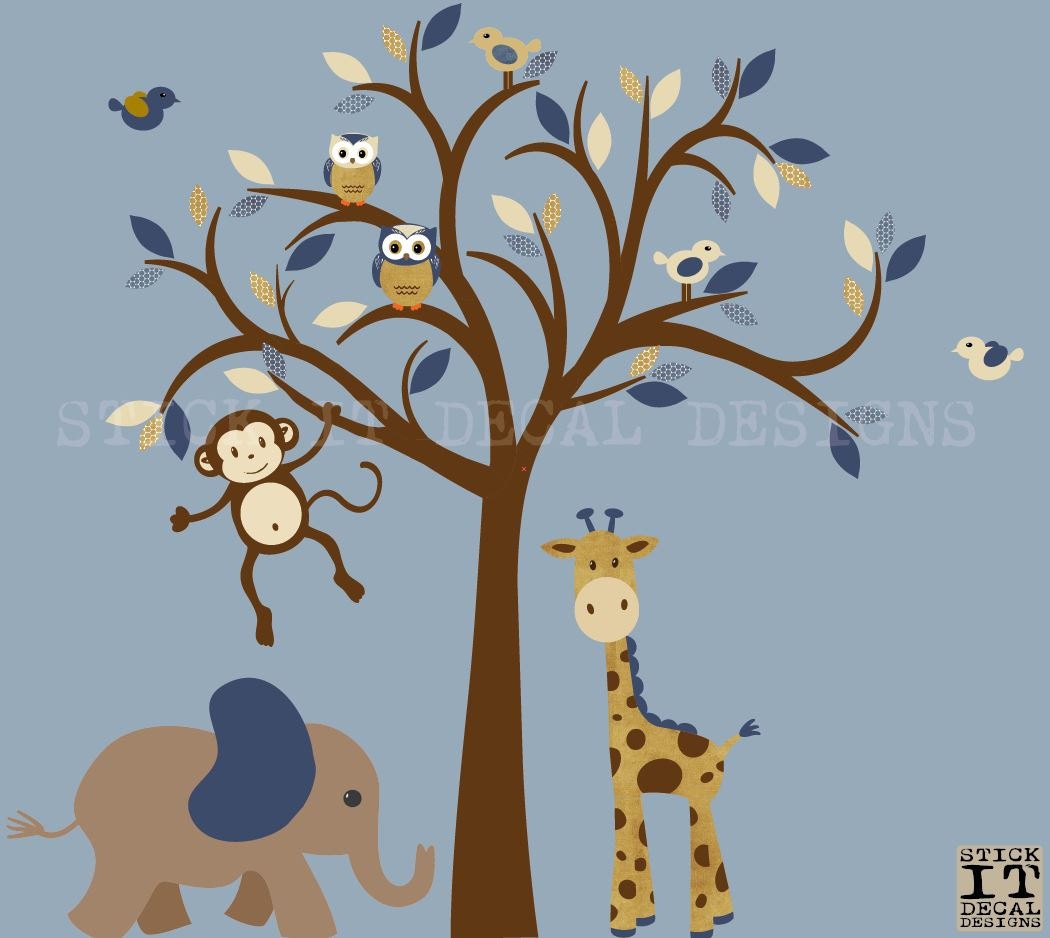 Wandtattoo junge Safari Dschungel Tiere Wandtattoo Baum | Etsy