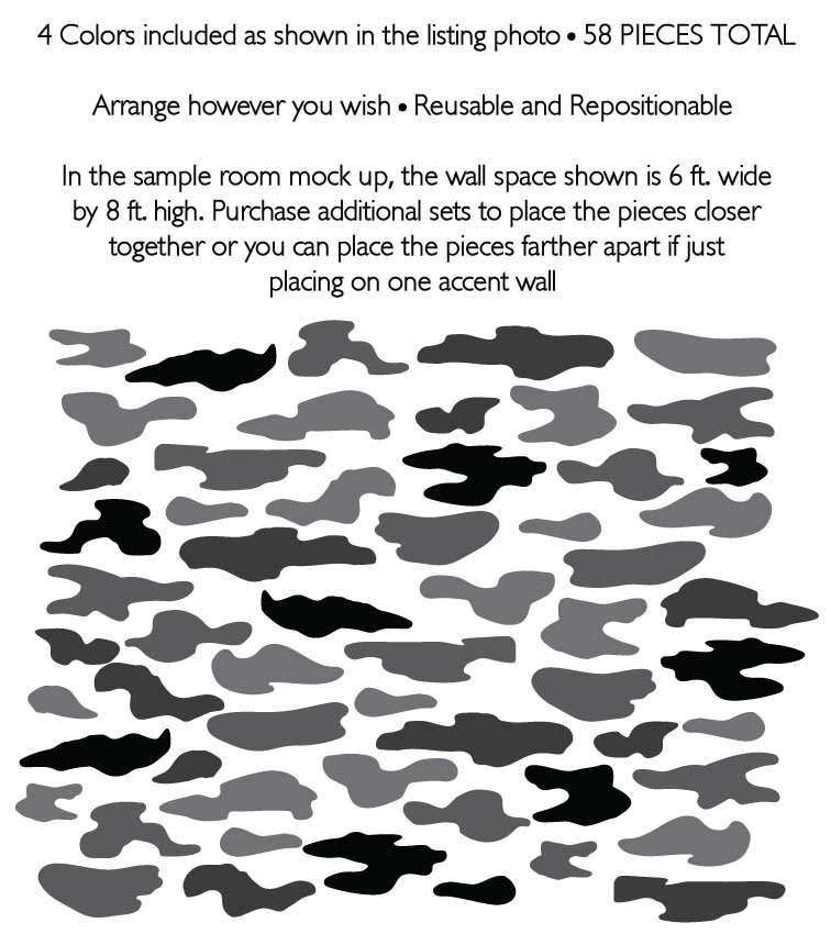 Camo Wall Decal Stickers Camo Room Decor Reusable Etsy