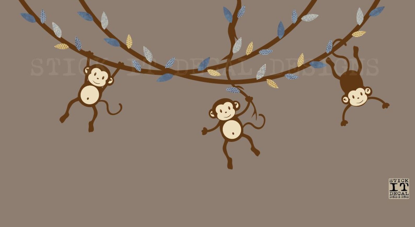 Hanging Monkey Wall Decal Monkey Vines Monkey Decal Nursery Etsy