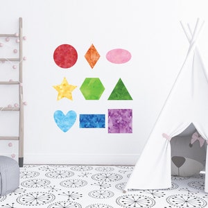 Peel and Stick Watercolor Shapes, Wall Shapes Set, Reusable Wall Decal, Repositionable and Reusable Wall Decal Stickers by JM Design Studio