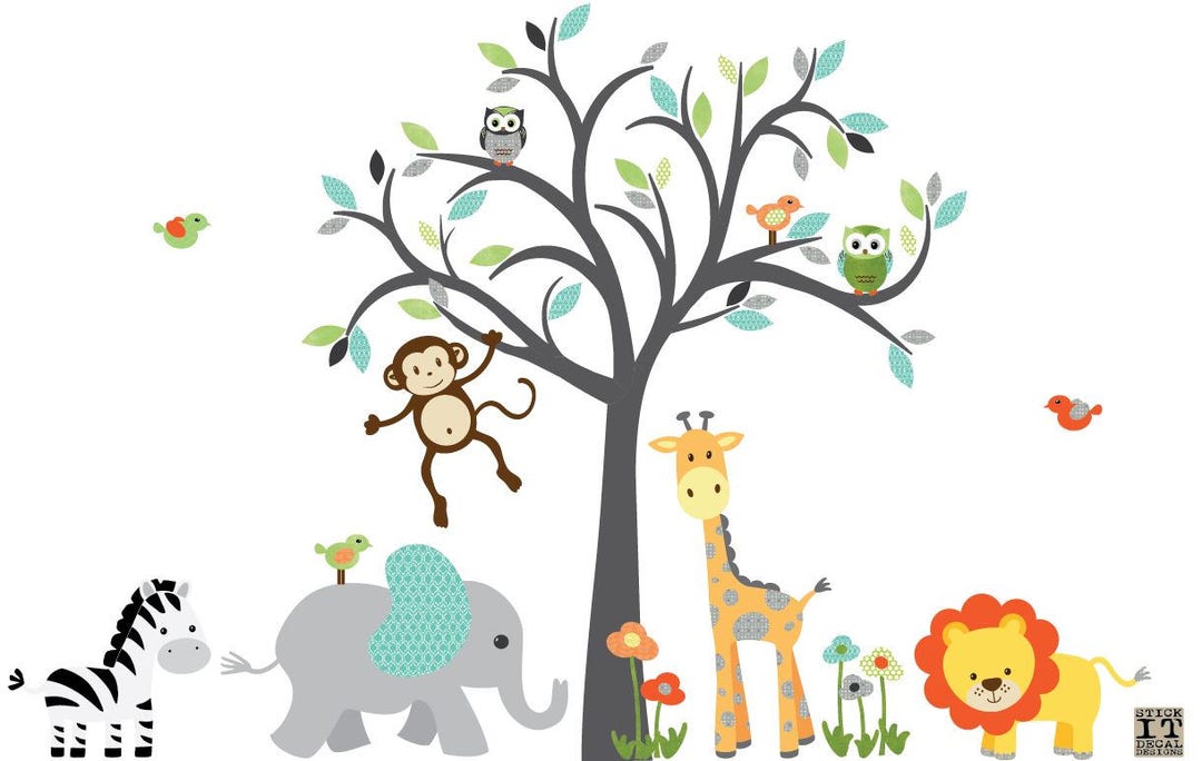 Safari Wall Decal Nursery Wall Decal Jungle Wall Decal Baby Etsy