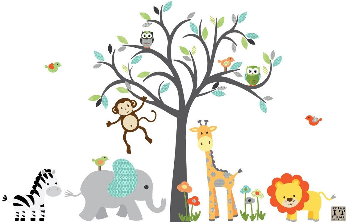 Safari Wall Decal Nursery Wall Decal Jungle Wall Decal Baby Etsy