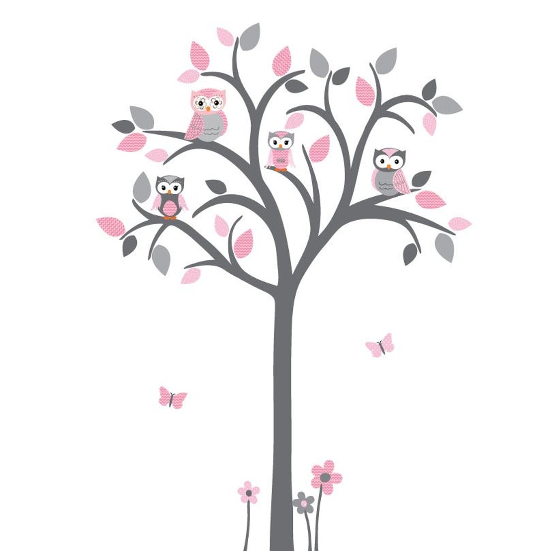 Owl Tree Decal Owl Tree Wall Sticker Owl Nursery Art Owl Etsy