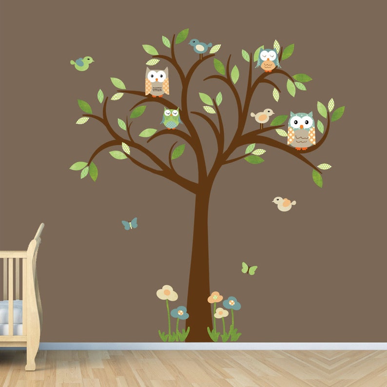 Boy Room Wall Decal Owl Tree Sticker Nursery Decor Large Timothy