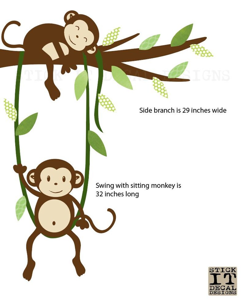 Hanging Monkey Wall Decal Monkey Vines Monkey Decal Nursery Etsy