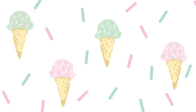 Peel and Stick Ice Cream Cones and Sprinkles, Reusable Wall Decal, Ice Cream Cones wall decor, Repositionable, Mint and Pink