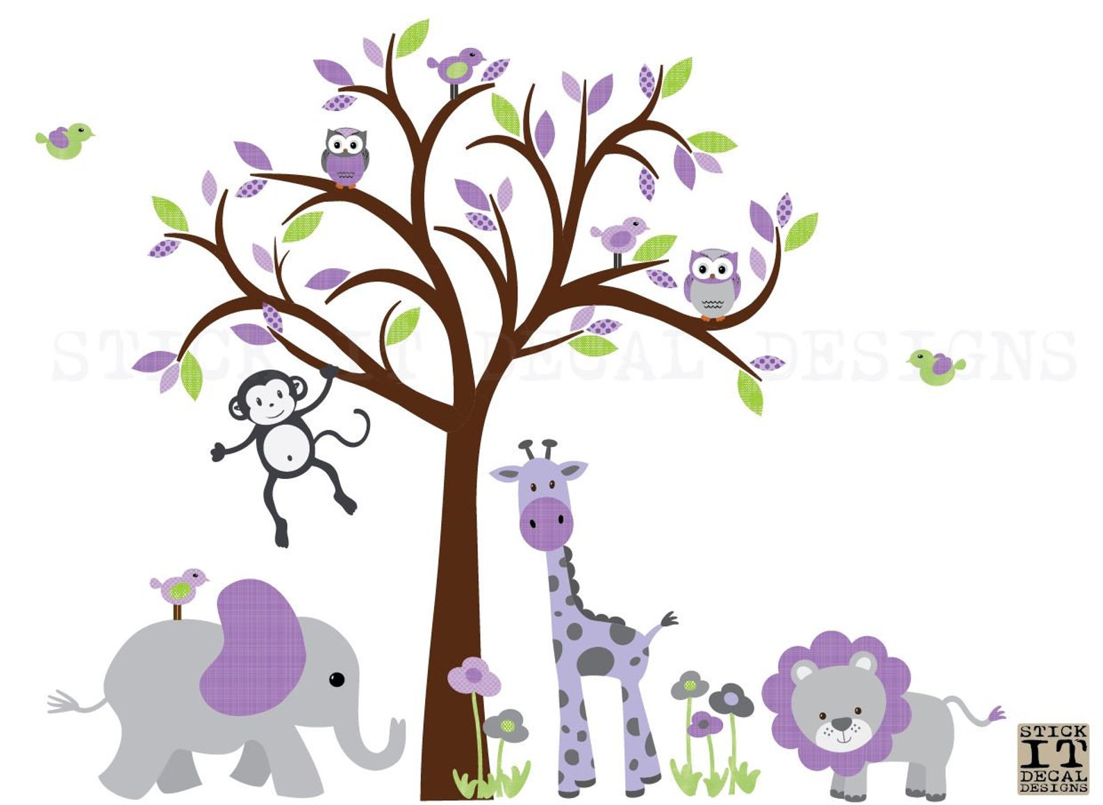 Girl Room Wall Decal Safari Animal Wall Decal Nursery Wall Etsy