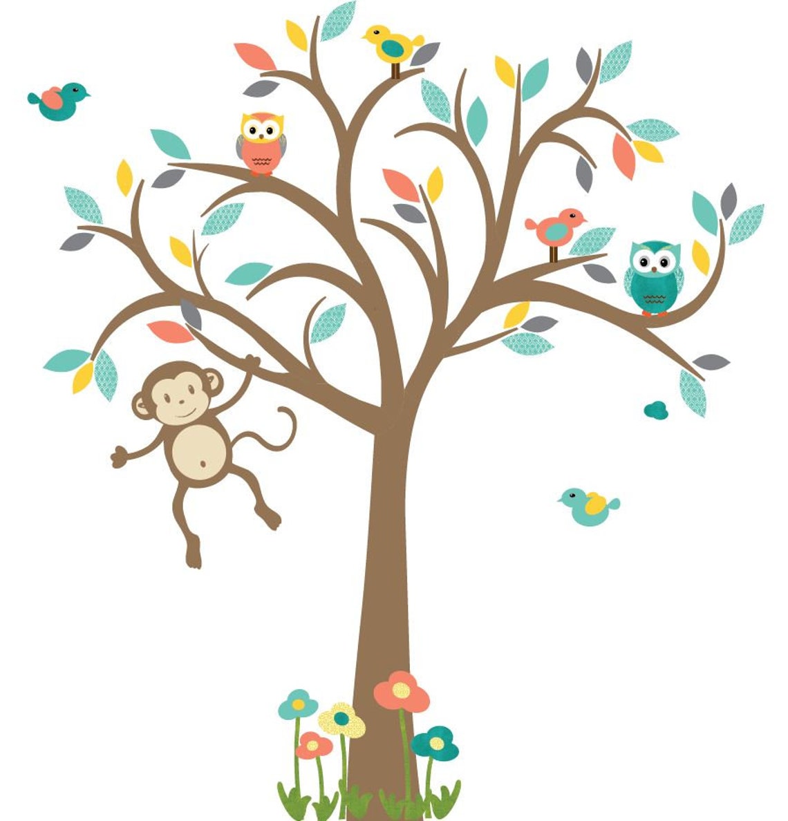 Owl Tree Wall Decal Owl Tree Wall Sticker Nursery Owl Decor Etsy