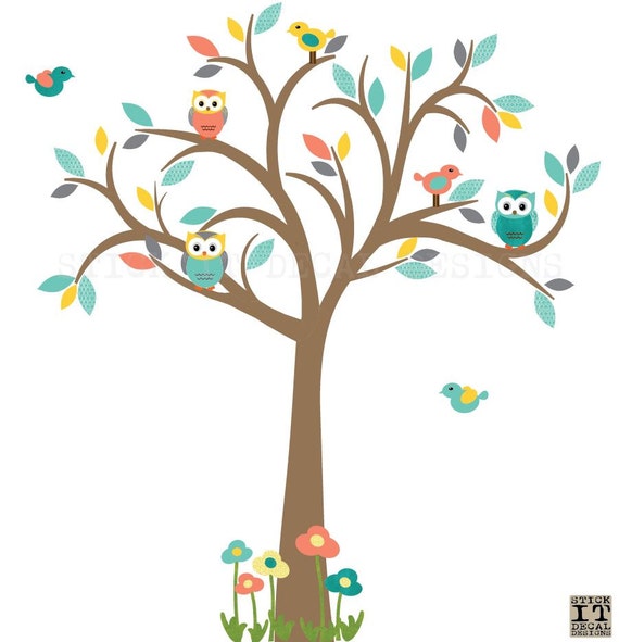 Sticker Mural De Hibou Arbre Sticker Mural De Hibou Arbre Etsy