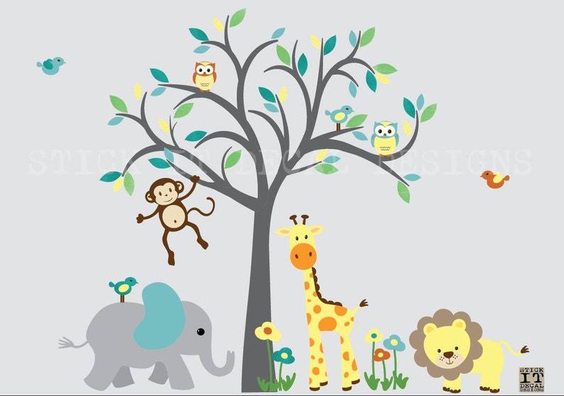 boy room wall decal safari animal wall decal jungle animal | etsy