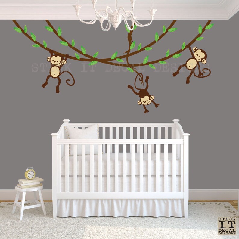 Hanging Monkey Wall Decal Boy Monkey Decor Monkey Decal Etsy